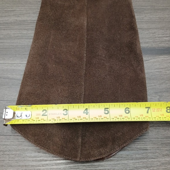 Dolce Vita Brown Suede Knee High Western Boots Pointed Toe Block Heel Zip Size 5 - Picture 7 of 16